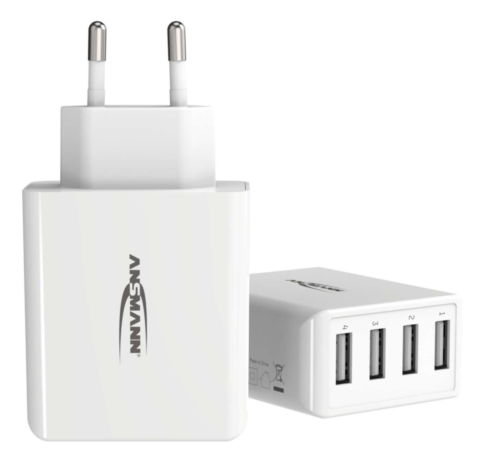 1001-0113 Home Charger HC430 weiß / 6 A / 30 W / 4 Port Ladegerät (USB-A)