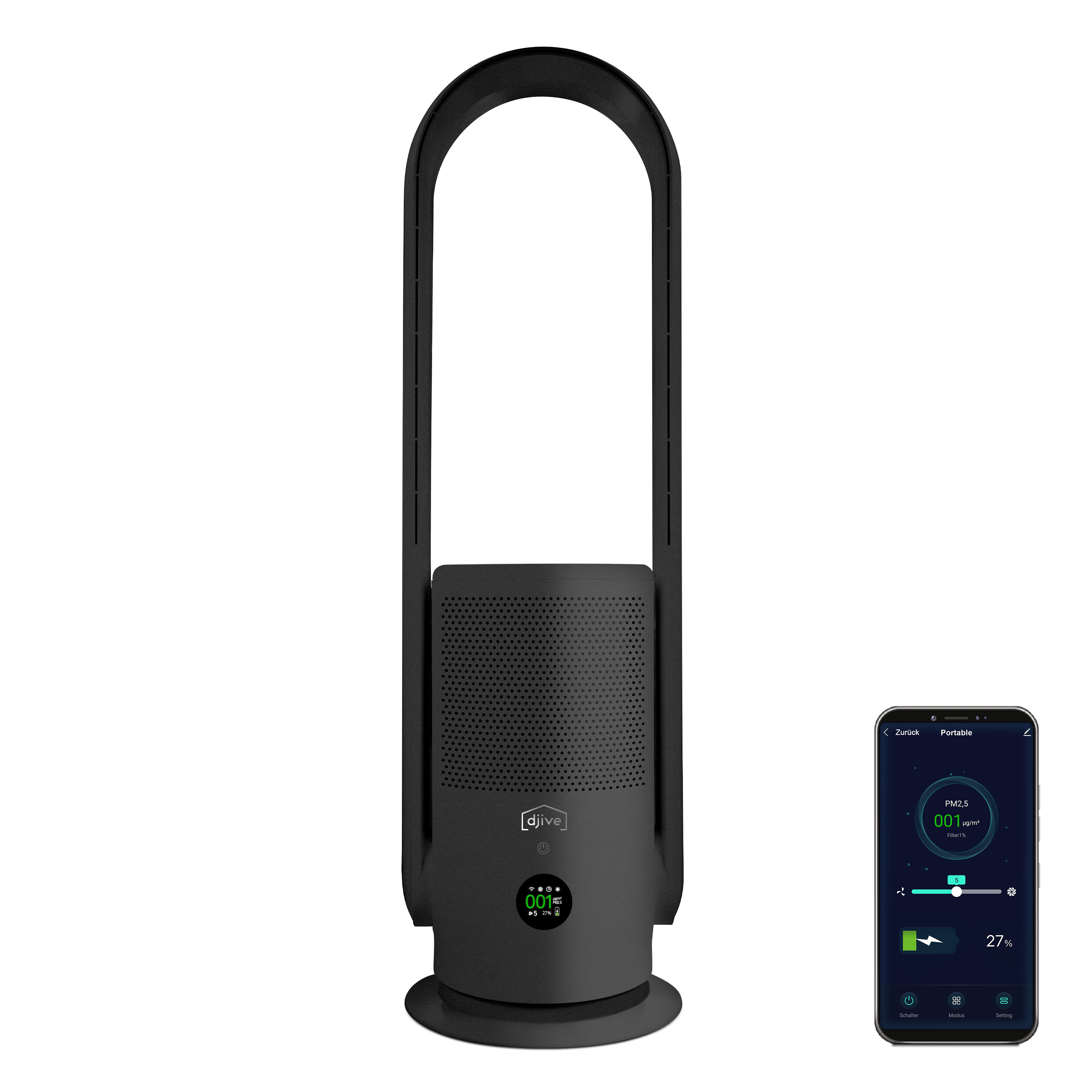 Flowmate Arc Portable Metallic Grey Luftreiniger