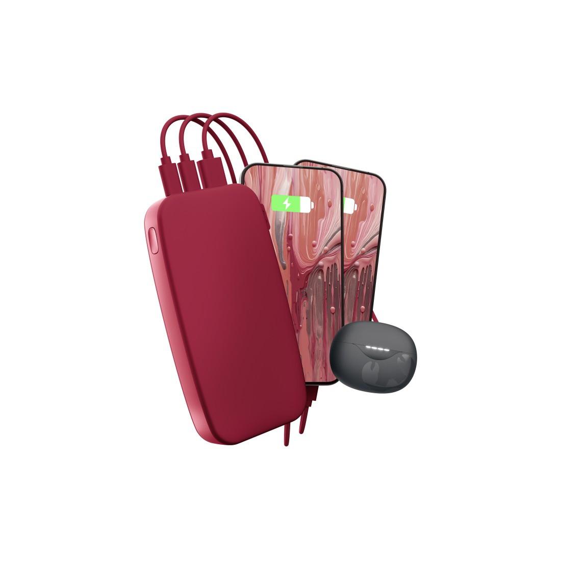 Powerbank 24000mAh USB-C, Ultra Fast Charging, 20W PD, Berry Red (00231834)