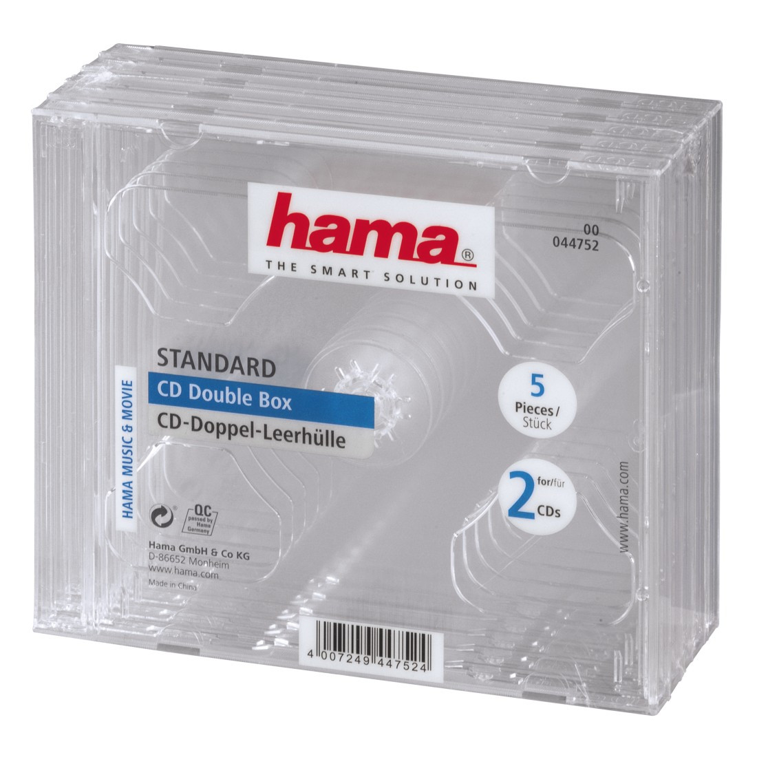 CD-Doppel-Leerhülle Standard, 5er-Pack, Transparent (00044752)