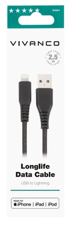 LongLife Lightning USB Verbindung, 2,5m Ladekabel