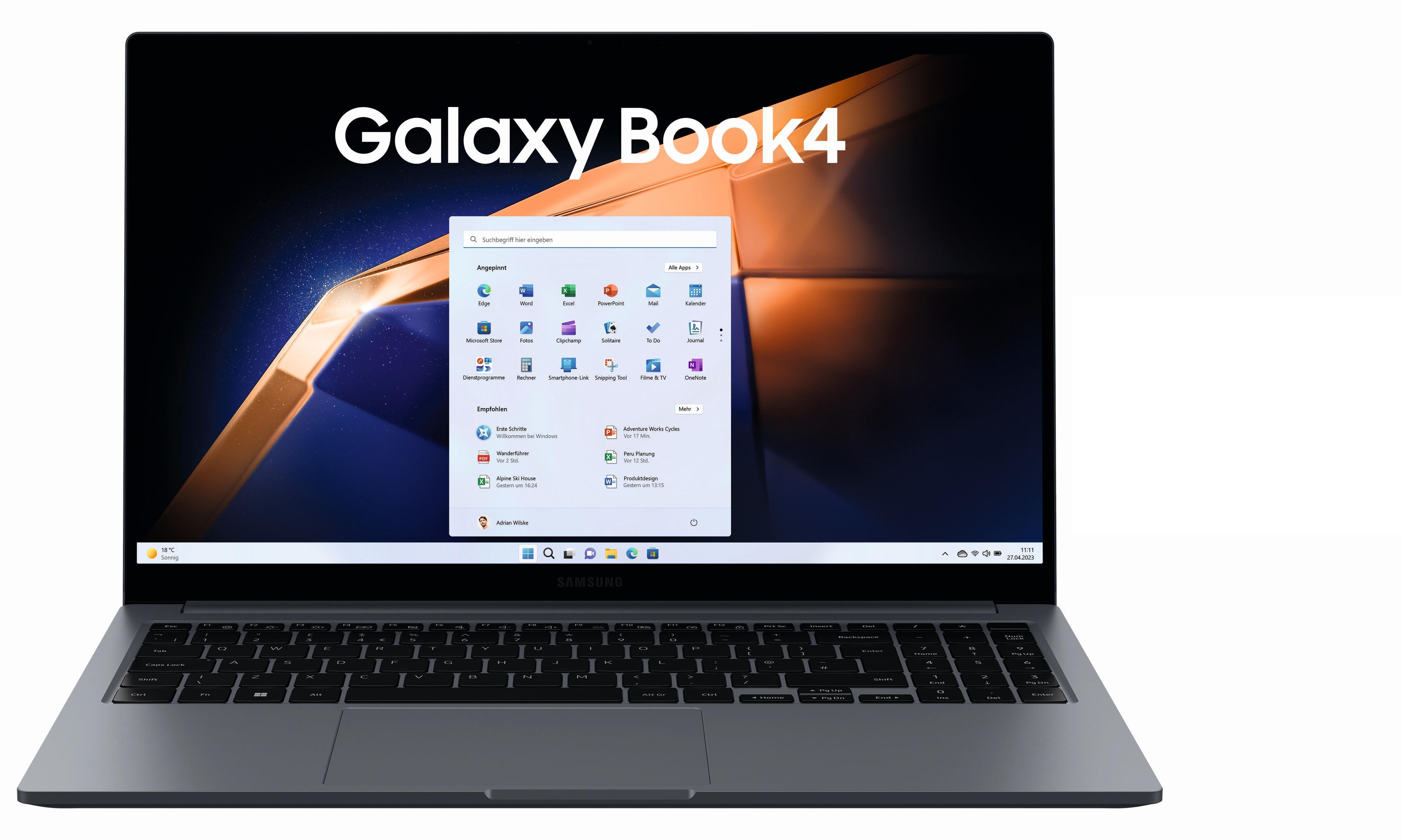 Notebook Galaxy Book4, Moonstone Gray, 15,6 Zoll, Full-HD, i7-1355U, 16GB, 512GB SSD