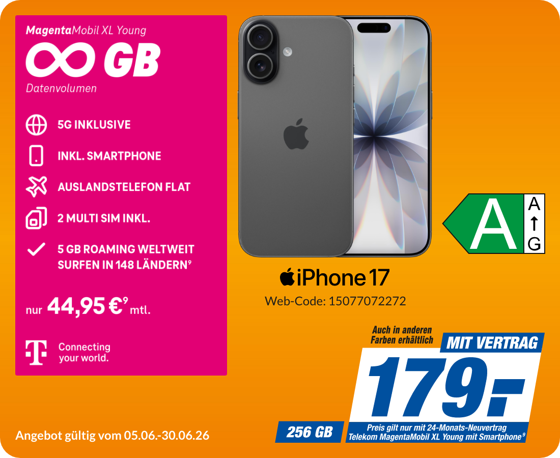 iPhone 17 mit Magenta Mobil XL Young für 179€!