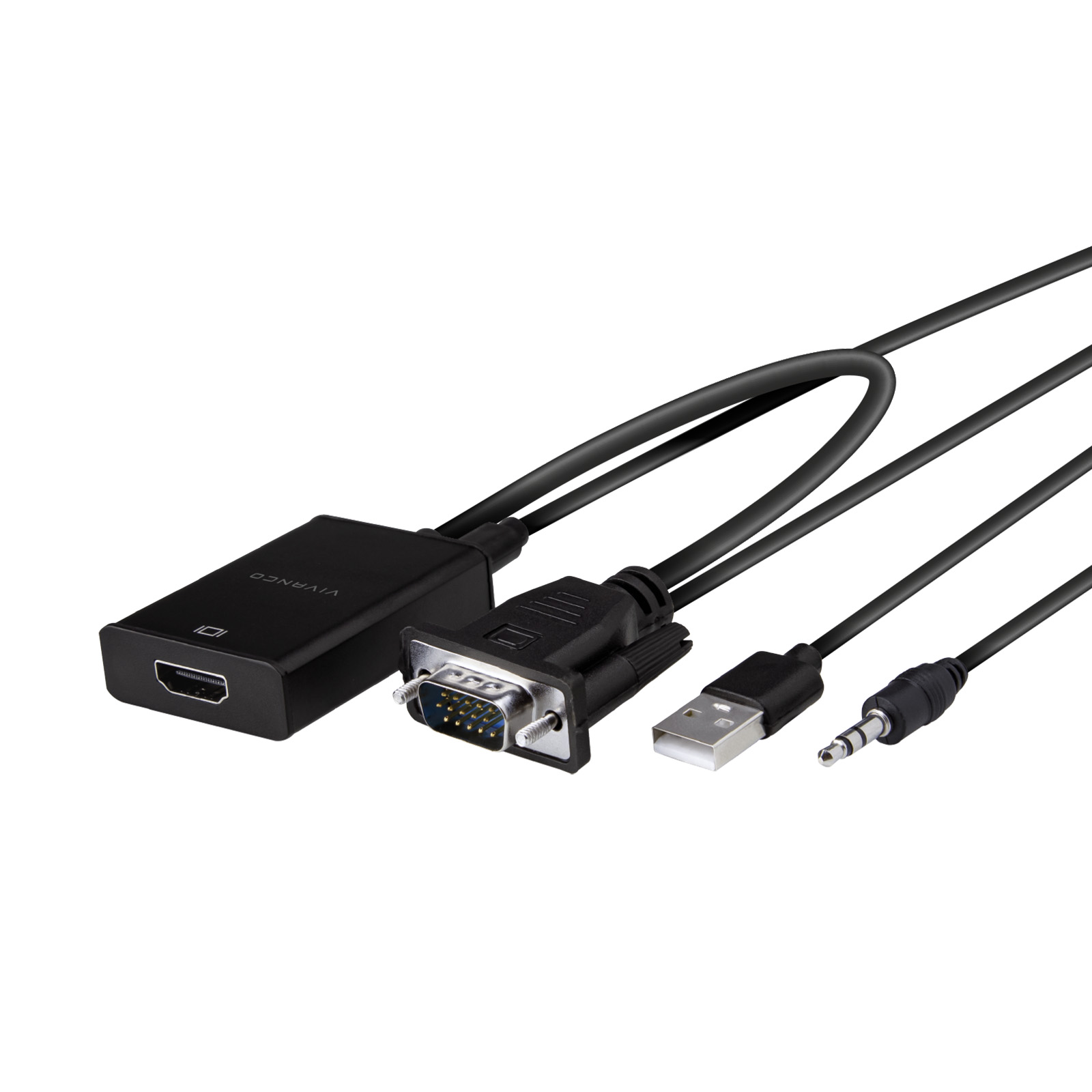 Kompakter 0,1 m HDMI-VGA-Adapter, schwarz