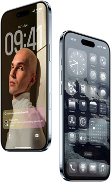 Zwei iPhone Air Geräte, Vorderseite, Seite, dünnes Profil, Sperrbildschirm und Homescreen