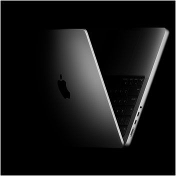 MacBook Pro in einer V-Form, die auf die M5 Chip Familie anspielt