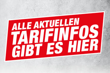 Banner mit der Aufschrift: Alle aktuellen Tarifinfos gibt es hier
