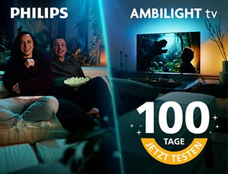 Join the light side
Jetzt einen Ambilight TV 100 Tage risikofrei testen.