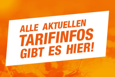 Banner mit der Aufschrift: Alle aktuellen Tarifinfos gibt es hier