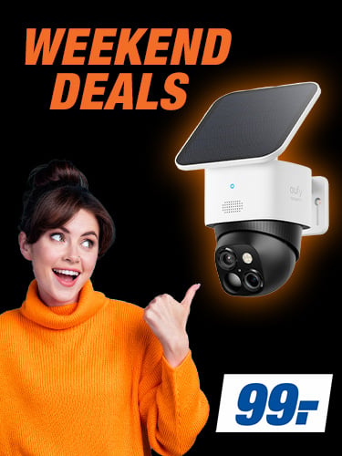 WEEKEND DEALS
VIELE TOP-ANGEBOTE. NUR FÜR KURZE ZEIT
z. B. eufy SoloCam S340 Außenkamera