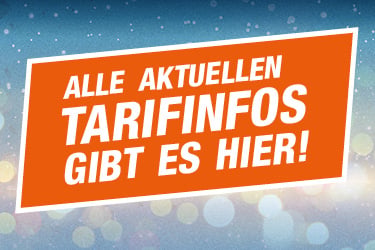 Banner mit der Aufschrift: Alle aktuellen Tarifinfos gibt es hier