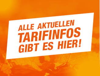 Banner mit der Aufschrift: Alle aktuellen Tarifinfos gibt es hier