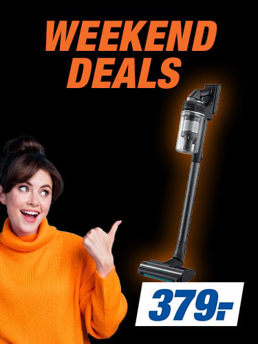 WEEKEND DEALS
VIELE TOP-ANGEBOTE. NUR FÜR KURZE ZEIT
z. B. Samsung Jet 95S Akku+ CompleteClean VS70H28HEK/WD