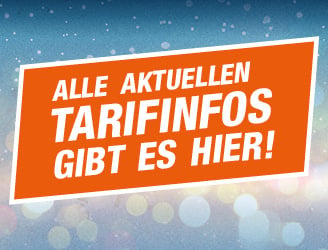 Banner mit der Aufschrift: Alle aktuellen Tarifinfos gibt es hier
