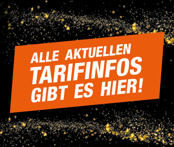 Banner mit der Aufschrift: Alle aktuellen Tarifinfos gibt es hier