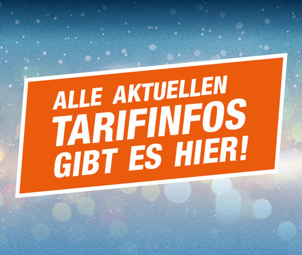 Banner mit der Aufschrift: Alle aktuellen Tarifinfos gibt es hier